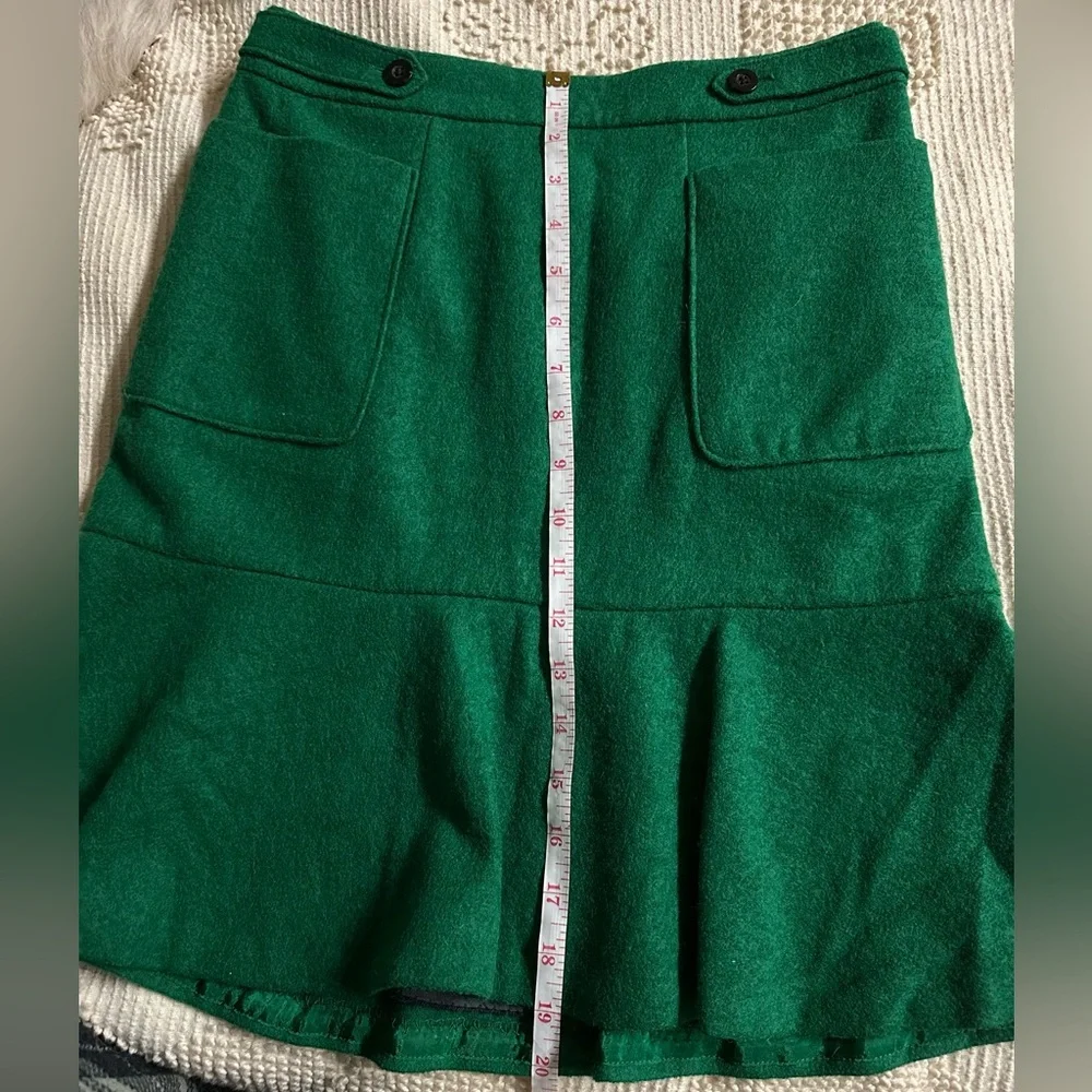 Anthropologie Maeve Wool Blend Emerald Green Tulip Style Mini Skirt Size 2